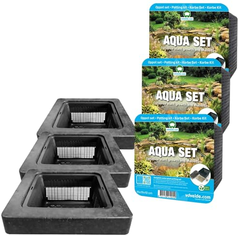 vdvelde.com - Schwebering - 25 cm + Aqua Set - 3 Stück- Abmessungen: Ring 25cm, Korb 19cm- Schwimmendes Insel-Set für 1-4 Pflanzen- Exkl. Pflanzen