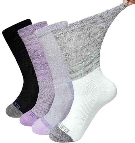 ZFSOCK Chaussettes Diabétiques Homme Femme: Sans Elastique Sans Couture Non Comprimantes Amples Socquettes Classiques Diabetique en Coton Coussin 4 Paires Mi-mollet, Melange de couleurs 47-49