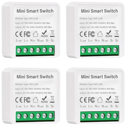 Vmxlso 4Pcs Interruptor Inteligente Wifi, Interruptor Wifi Smart Life Compatible con Alexa y Google Home, Función de Temporizador Interruptores Inteligentes