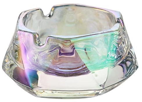 Crystal Glass Ashtray, Home Ashtrays for Smokers Cigarettes - Glass Cigar Ashtray for Outside Patio Outdoor and Indoor (Colorful)