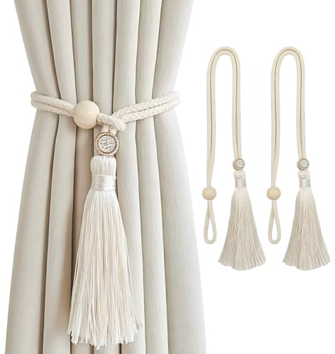 JYJLLM 2 Pcs elegant curtain tie backs with- stylish tie backs for curtains, perfect home accessories to enhance your living room, kitchen, and bedroom decor，curtain tie backs hooks (khaki)