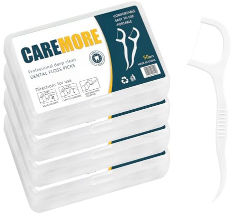 YAOYYG 200 Bâtonnets de Soie Dentaire, Fil Dentaire Jetable, Outil de Soin Dentaire, Nettoyeur Dentaire pour Enlever la Plaque et les Résidus Alimentaires (Blanc) 50x4 Boîtes