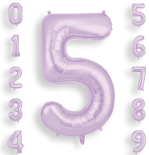AOOSU Palloncini Compleanno Viola 101 CM, Palloncino Numero 5, Foil Palloncini Numeri, Giganti Numeri, Decorazioni Festa Compleanno, Gonfiabili Pallone per Anniversario