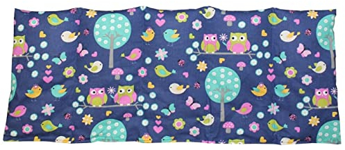 Franzis Nähstube 50x20cm Traubenkernkissen Eule blau in 100% Baumwolle I Körnerkissen Traubenkern 50x20 für Mikrowelle I Wärmekissen, Traubenkernkissen, Nackenwärmekissen