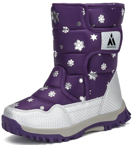 Mishansha Bottes de Neige Fille Chaussures de Neige Chaudes Anti Dérapent Bottes d'hiver,Violet,33