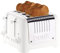 Dualit 4 Slice Lite Toaster | 1.1kW Toasts 120 Slices an Hour | Polished with High Gloss White Trim | Bagel & Defrost Settings | 36 mm Wide Slots | 46203