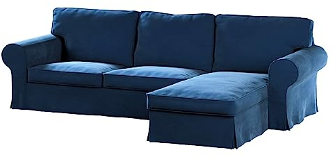 Dekoria Ektorp 2-sitsigt soffskydd med Recamiere-soffa, lämpligt för IKEA-modell Ektorp, mörkblå