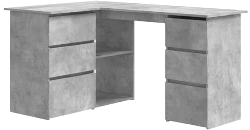vidaXL Scrivania ad Angolo Grigio Cemento 145x100x76 cm in Truciolato