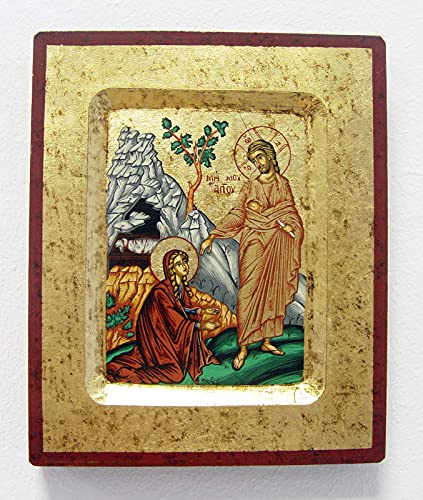 Screentryck-ikon ca 16 x 13 cm Christ./Maria Magdalena