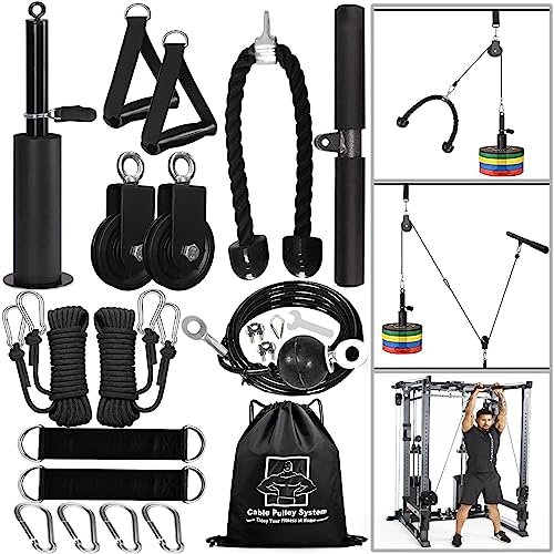 Favuit Kabelzug Fitness Kabel Latzug Unterarmtrainer Set, Gym Arm-Krafttraining Trizeps Seil Gewicht Fitnessgerät DIY Latzugturm Kabelzug Pulley System für Zuhause Gym Bizeps Curl Trizeps Armtraining