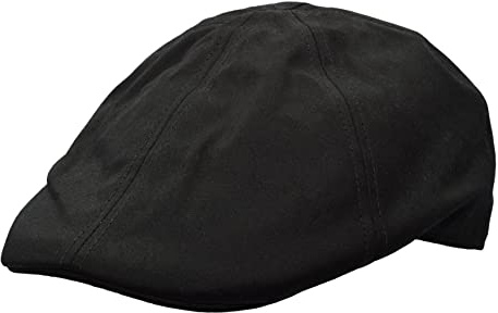 WALKER AND HAWKES - Premium Olive British Wax 6-Panel Bernard Duckbill Waterpoof Flat Cap Unisex - Black - X-Large (60cm)