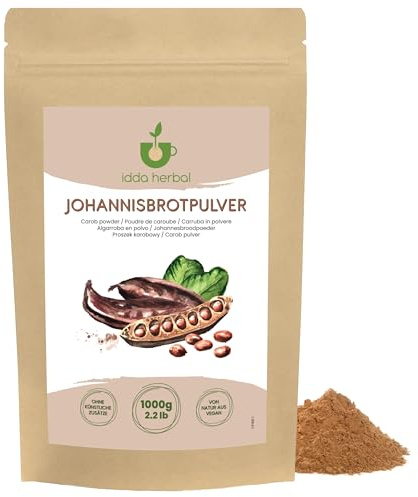 IDDA Herbal Johannesbrödpulver 1kg, Malda Johannesbrödskidor, Naturligt Sötningsmedel