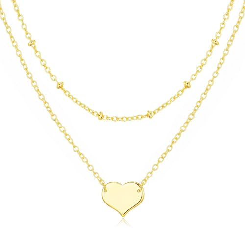 Philip Jones 18k Gold Plated Double Layered Heart Necklace