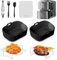 2pcs Silicone Air Fryer Liners for Ninja Double Stack XL Air Fryer, Air Fryer SL400UK Accessories Set with 100 Paper Liners, Grill, Tongs, Oil Brush, for Ninja SL400UK/AF400UK/AF451UK/Tower T17088