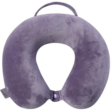 TOTTO - Almohada de Viaje para Cuello, Modelo Jet Pillow, Almohada de Cuello, Memory Foam, Adaptable, Textura Suave, Soporte Ergonómico, Broche para Asegurar la Almohada al Cuello, Color Montana Grape