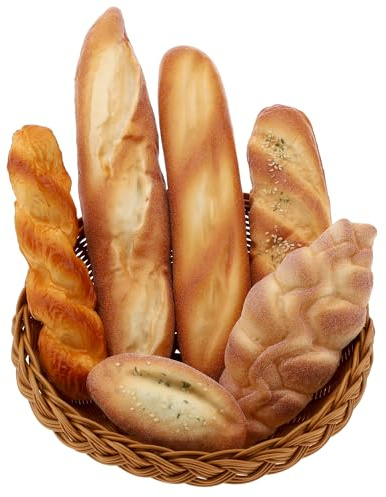 Gresorth Lot de 6 décorations de pain artificielles - Faux baguettes - Modèle alimentaire - Simulation de pain français - Décoration réaliste pour desserts de Noël