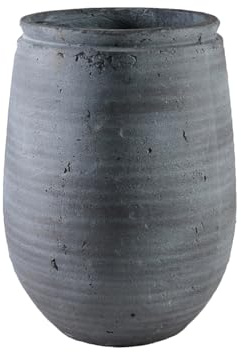 Serene Spaces Living Gray Aged Stone Planter Vase - Decorative Indoor/Outdoor Flower Pot, Textured Stone Finish, Planter & Cachepot, Home Décor for Plants & Flowers, 10 Diameter & 12 Tall, Pack of 1
