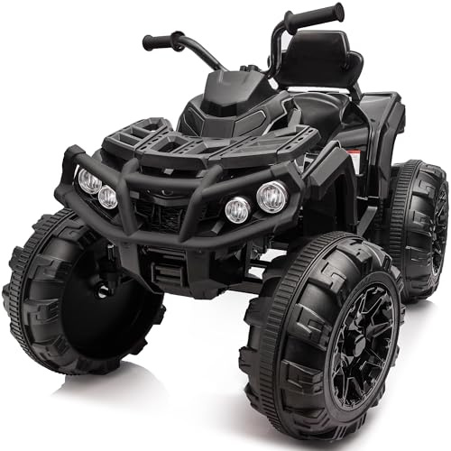 Hikiddo 24V Kids ATV 4 Wheeler, Electric ATV Four Wheeler for Big Kids w/Bluetooth, 2x200W Motors - Black