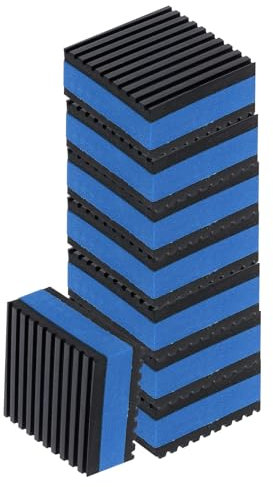 sourcing map 8pcs Anti Vibration Pads for Washing Machine, 2'' x 2'' x 7/8'' Vibration Damping Pads Sound Isolation Ribbed Rubber Mats with EVA Center Vibration Isolation Pads, Black/Blue