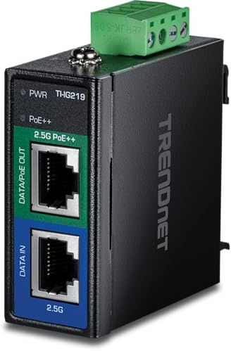 TRENDnet Iniettore industriale PoE++ 2.5G, TI-IG219, design classificato IP50, collega dispositivi di rete fino a 100 m (328 piedi), supporta PoE (15,4 W), PoE+ (30 W) e PoE++ (95 W), conforme NDAA