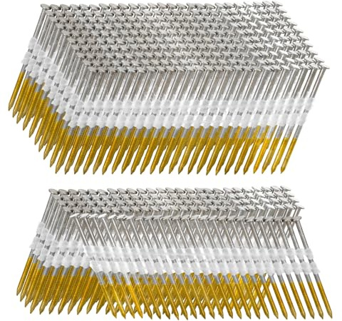 SITLDY 21 Degree Framing Nails 500 Count, 3-Inch X .12 Ring Shank, Full Round Head Hot Dipped Galvanized, for Pneumatic Electric 20 to 22 Degree Framing Nailer