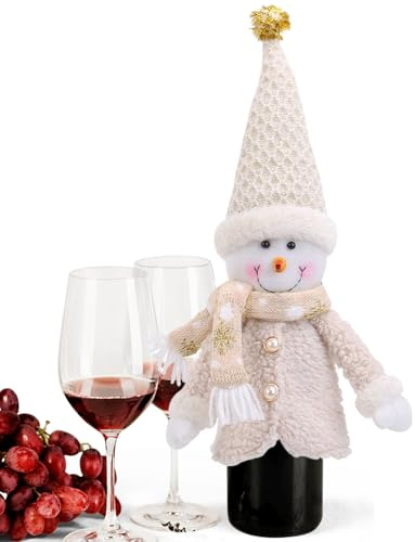 Vinflaskor toppers julfigurer design – påse med champagne, återanvändbar skyddsfodral, juldekoration för festbord, fest, fest