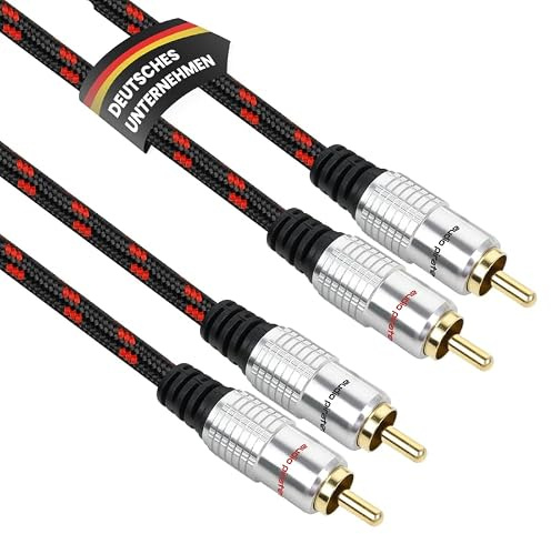 audio pirates 2x2 RCA Cinch kabel | Stereo ljudkabel | 2 m | OFC koppar | OD: 6 mm | Nylonfodral | 24K guldkontakter | Hifi, hemmabio, bil | PERFORMANCE+ COLLECTION