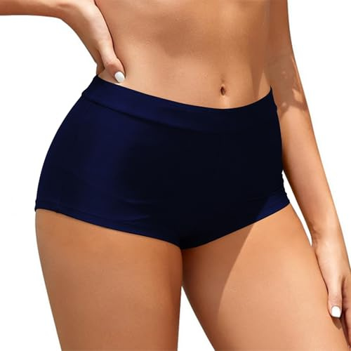 Rayson Bas de Maillot de Bain Femme Simple Eté Bas de Bikini Classique Curvy Maillot de Bain à Taille Moyenne(Bleu Marine,XL)