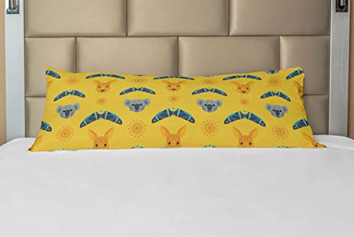 ABAKUHAUS Canguro Comodo Copricuscino per Il Corpo con Cerniera, Aboriginal Style Boomerang, Federa Cuscino con Accento Decorativo, Multicolore
