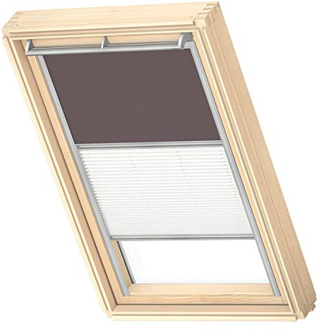 VELUX Original Dachfenster Duo Verdunkelungsrollo für S08 / 608, Taupe, mit Grauer Führungsschiene