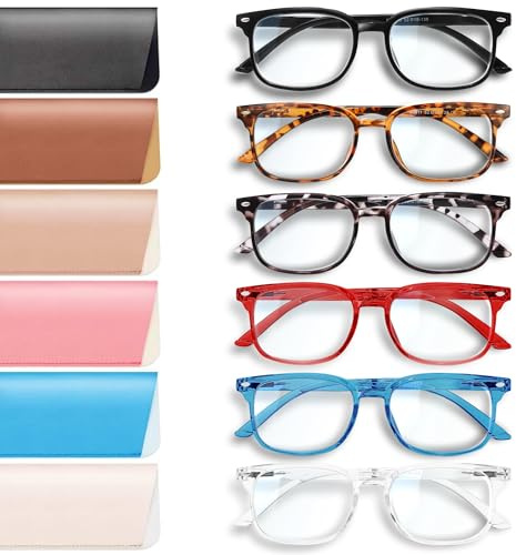 NOVIVON Reading Glasses +2.75 with 6 Cases – Blue Light Blocking Readers for Women & Men, Computer eye glasses, Cheaters