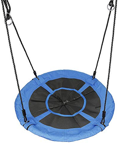 XUANYU Balançoire Nid d’Oiseau Rond Ø100 cm, Balançoire Extérieur et Intérieur, Balançoire de Jardin en Tissu Oxford pour Enfants et Adultes, Corde Réglable, Jusqu'à 100 kg (Bleu A)