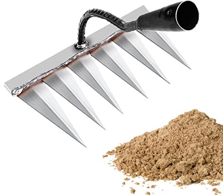 Yunmiao Gräsräfsa, ogräsrensare, kratta, robust metalltänkskratta, mossa borttagningsverktyg, trädgårdsräknehuvud, markkratta, hacka, ogräsräkor, jordbruksverktyg