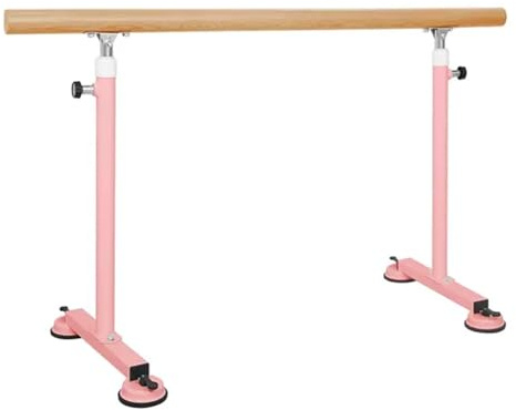 Barre de Danse Barre de Ballet Mobile Domestique, Manche en Bois Massif en Acier avec Quatre ventouses, capacité de Charge de 500 kg (Color : Pink, Size : 1M/3.3FT)