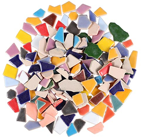 VILLCASE Ceramic Mosaic Tiles, Broken Ceramic Tiles Pieces Irregular Glazed Mosaic Pieces Stones, Ideal for DIY Crafts Art Projects Home Decor