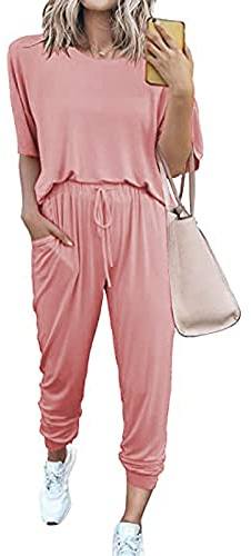Zeagoo Conjunto de suéter de verano de dos piezas para mujer, conjuntos de salón de moda, jersey de ganchillo, parte superior, pantalones de cintura alta, trajes de crochet top con bolsillos, ropa de