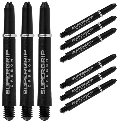 Harrows Darts 3 x Sets of Supergrip Carbon Dart Stems - 9 Dart Shafts in Total - Medium, Midi & Short (Silver, Midi)