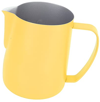 Brocca da 600 ml in acciaio inox, bricco per latte espresso, tazza per vapore, multifunzione, per la preparazione del caffè (giallo chiaro)