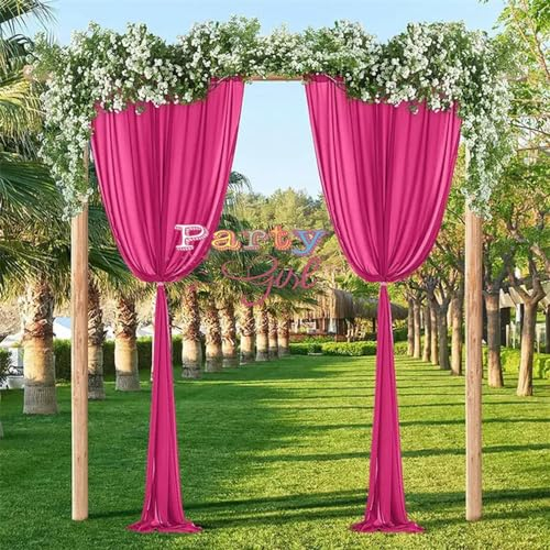 THAYLA 2 Stück Chiffon-Hochzeitsbogen-Drapierungshintergrund Stofflaubenvorhänge für Hochzeitszeremonie-Partyvorhänge im Freien