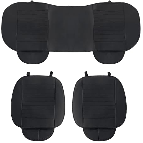 Auto Accessori Lupex Autositzbezug 3 Stück Universal PVC Schwarz | Sitzschutz 2 vorne und 1 hinten | Protector Comfort Automotive Kissen für den Innenraum