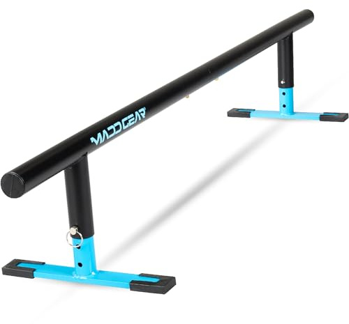 Madd Gear Round Grind Rail for Scooters, Skateboards, Inline Skates – 55 Long, 3-Step Adjustable Height – Durable Heavy-Duty Construction (Blue)