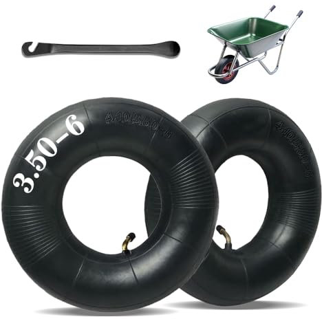 Schlauch für Schubkarre, 4.10/3.50-6 Ersatzschlauch, Ersatzreifen für z.für Luftrad mit Starke Tragfähigkeit Gebogenem Ventilschaft Schiebekarre Innenschlauch für Schubkarren Mäher Handwagen