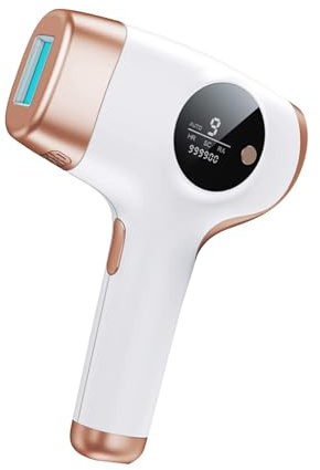 IPL-laser hårborttagningsanordning för kvinnor män, 3-i-1 permanent hårborttagningssystem med 9 energinivåer, 999 000 blixtar, smärtfri och effektiv för ansikte, kropp, bikinilinje, ben, underarmar