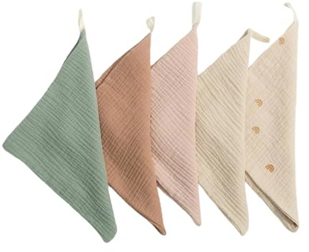 WGCHAIE 5-pack bebistvättlappar, handdukar, bomullshanddukar, används för utfodring, torkning och rengöring, slumpmässig färg