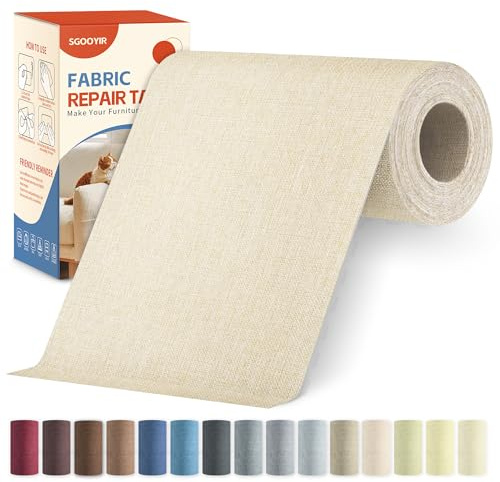Tela Adhesiva para Tapizar, Parches de Reparación de Lino Autoadhesivo | 10x200cm Beige Parche Adhesivo Tela de Lino para Muebles, Toldo, Asientos De Coche, Sillas, SofáS, Cojines