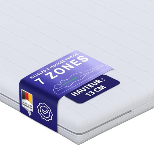 Mister Sandman Matelas 140 x 200 cm – Mousse Froide Ergonomique 7 Zones de Confort – équilibré & Ferme – Réversible 2 Faces – Certifié Oeko-TEX – Fabriqué en Allemagne – Hauteur 13 cm