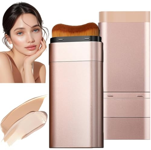 Foundation Stick Full Coverage & Concealer,Skin Tint Foundation Stick with Built-in Brush,Cream Balm for Mature Skin,Moisturising Ski/n Tint Stic/k,Foundatio/n Stic/k,Long Lasting Makeup & Cover up,02