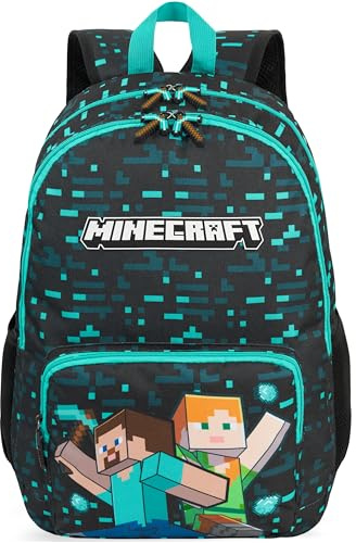 Get Trend Minecraft Grande Mochila Niño, 46 cm Mochila Escolar y Viaje Ajustable, Acolchada para Deportes y Escuela, Regalo Gamer (Azul/Multi Minecraft) | Mochila deportiva ligera de viaje para niños, mochila esencial para vacaciones, escuela, regalos para niños y jugadores