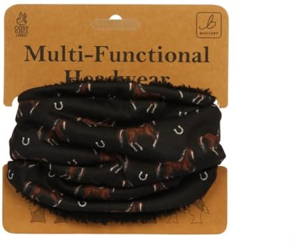 Bartleby Multi-Functional Fleece-Lined Snood One Size Adjustable Toggle 8 Ways to Wear Warm Breathable Neck Warmer for Outdoor Work, Sports & Walking Animal & Print Designs (Country Horse)