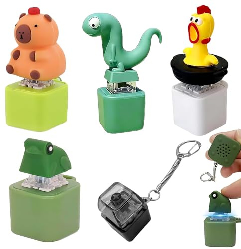 5 Pezzi Portachiavi Antistress,Tastiera Fidget Giocattoli,Giocattoli Clicker Portachiavi,A Forma Di Animale,Con Luci Colorate E Suoni,Per Alleviare L'ansia E La Tensione